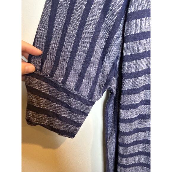 June and Delancy Striped Tee 3/4 Length Scroop Neck Navy Striped Preppy - Picture 4 of 7